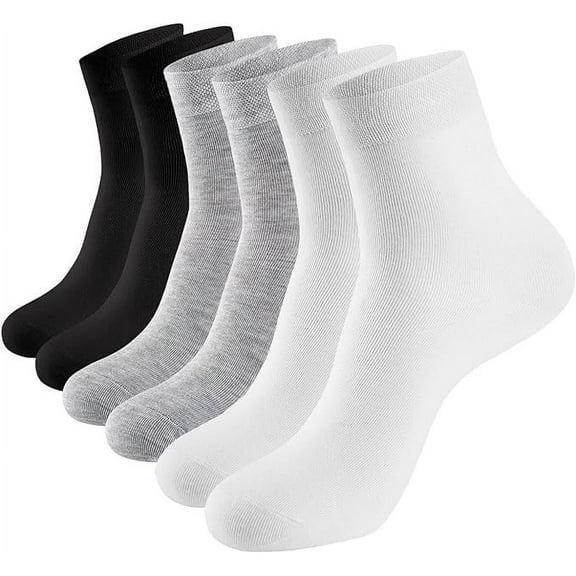 Sakusock Women Thin Socks Bamboo Ankle Silky Quarter Socks 6 Pairs (Gray/White/Black, US Size 8-11)