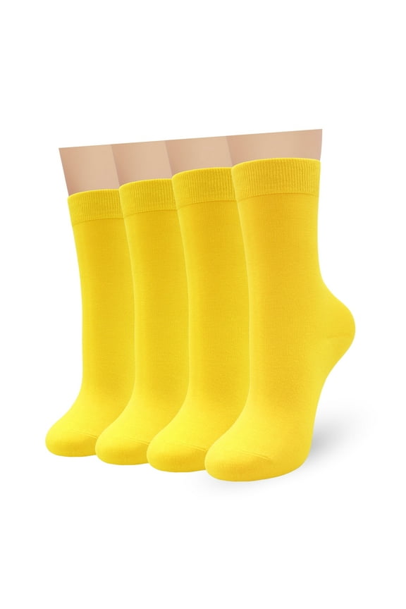 Women's Combed Cotton Crew Casual Socks, 4 Pairs (3-5, Yellow) â¦