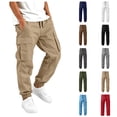 thumbnail image 1 of Sakuulaan Boys Cargo Jogger Pants Elastic Drawstring Waist Multi Pockets Relaxed Fit Casual Trousers 5-15 Years, 1 of 7