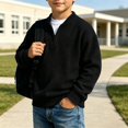 thumbnail image 1 of Sakuulaan Boys Sweatshirts Quarter Zip Mock Neck Knit Casual Long Sleeve Fall Tops, 1 of 8
