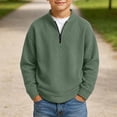 thumbnail image 1 of Sakuulaan Boys Quarter Zip Sweatshirt Mock Neck Herringbone Knit Casual Long Sleeve Jacket, 1 of 8