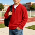 thumbnail image 1 of Sakuulaan Boys Sweatshirts Quarter Zip Mock Neck Knit Casual Long Sleeve Fall Tops, 1 of 8