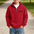 thumbnail image 1 of Sakuulaan Boys Quarter Zip Sweatshirt Mock Neck Textured Knit Casual Long Sleeve Jacket, 1 of 7