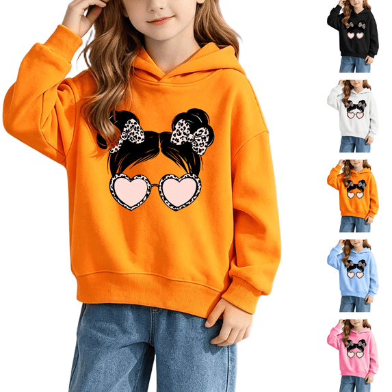Sakuulaan Girls Hoodie Kids Graphic Long Sleeve Pullover Sweatshirt Size 5-6
