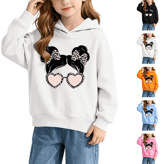Sakuulaan Girls Hoodie Kids Graphic Long Sleeve Pullover Sweatshirt Size 7-8