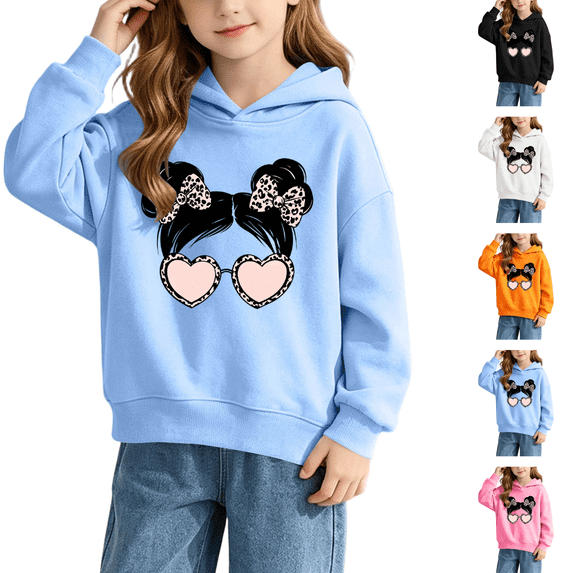 Sakuulaan Girls Hoodie Kids Graphic Long Sleeve Pullover Sweatshirt Size 7-8