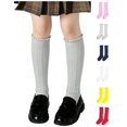 thumbnail image 1 of Sakuulaan Girls Knee High Socks Ruffle Cuff Rib Knit Soft Cotton School Uniform Preppy Daily Wear, 1 of 5