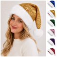 thumbnail image 1 of Sakuulaan Sequin Santa Hats for Adults, Double-Layer Faux Fur Christmas Party Hat, 6 Colors, One Size, 1 of 9