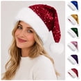 thumbnail image 1 of Sakuulaan Sequin Santa Hats for Adults, Double-Layer Faux Fur Christmas Party Hat, 6 Colors, One Size, 1 of 9