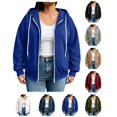 thumbnail image 1 of Sakuulaan Womens Plus Size Hoodie Zip Up Fleece Sweatshirt Long Sleeve Casual Cardigan Jacket, 1 of 8