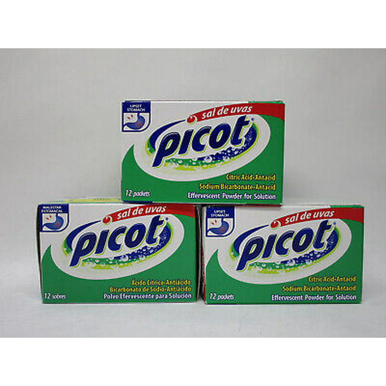 Sal de Uvas Picot, Effervescent Powder Solution, Antacid, 0.17 Oz, 1 Box of  12 Antacid Packets