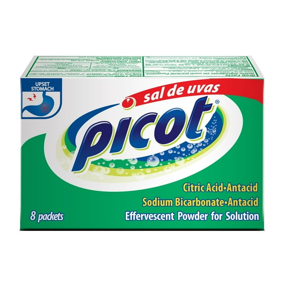 Sal de Uvas Picot, over-the-Counter Effervescent Powder Solution, for Indigestion, Antacid, 8 Count