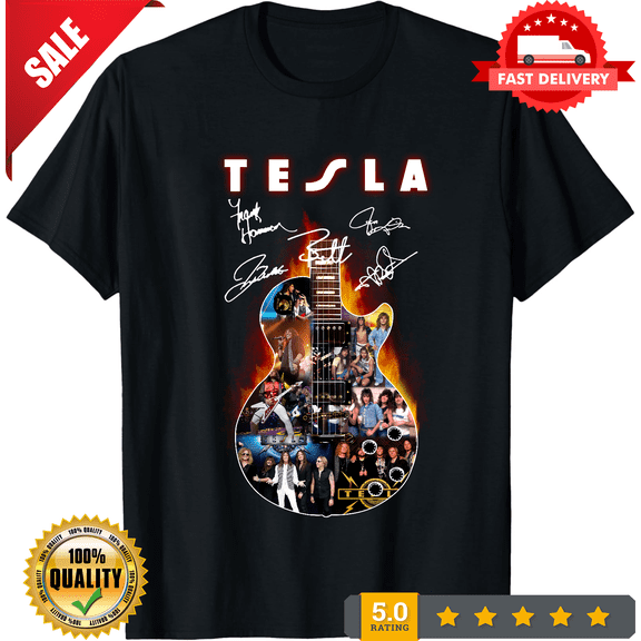 SalE! Tesla Band Rock Band Album Cover Photo Guitar And Signed Essential T-Shirt, LIMITED EDITION-TH63464