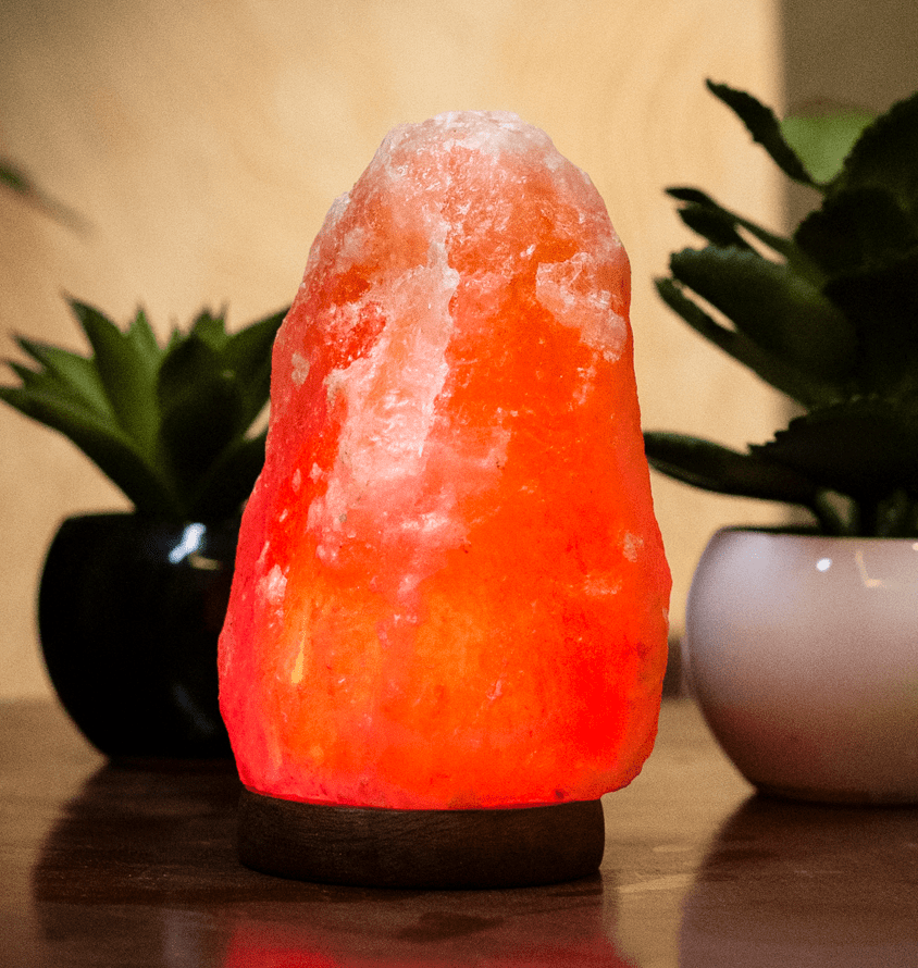 Salacia Color Changing Pure Himalayan Salt Lamp, 7 inches tall with USB Adapter and Wooden Base