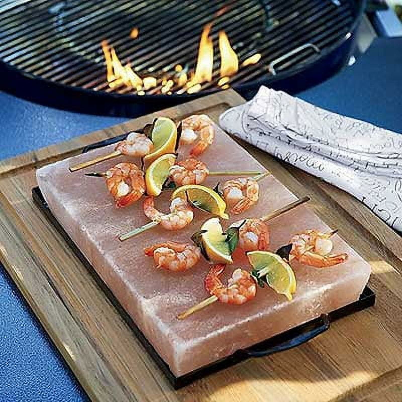 Salacia Pink Salt Block & Metal Tray Set for Cooking, Grilling, Cutting, and Serving 12 x 8 x 1.5