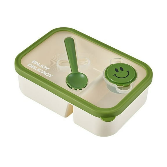 Salad Bento Lunch Box with Spoon&Fork&Dip Box Microwave Safe Leakproof 2 Compartment Perfect for Work, School, Camping, Travel, Green