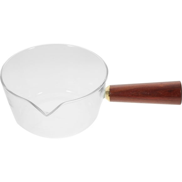 Salad Bowl Chocolate Melting Pot Kitchen Cookware Wooden Handle Glass Milk Dessert Serving Food