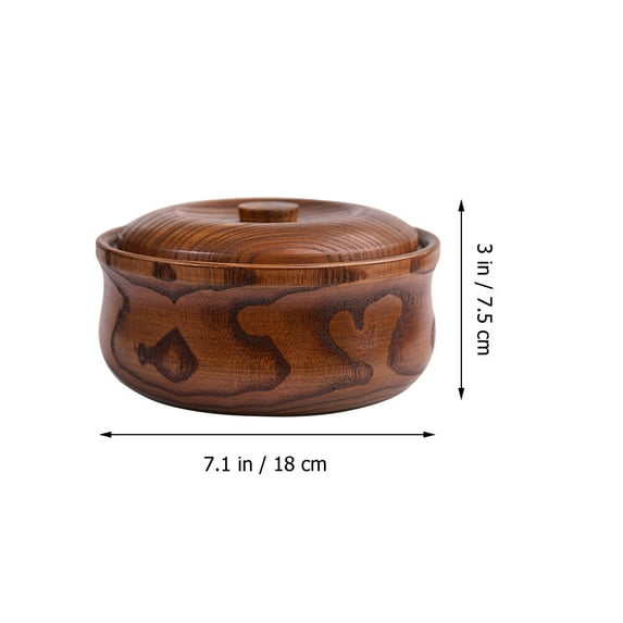 Wooden Salad Bowl with Lid for Fruit Serving Bowl Food Container 1 Set