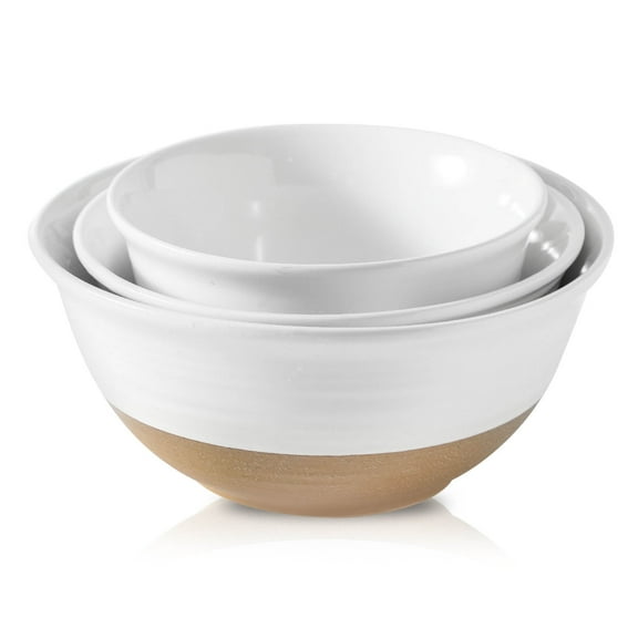 Tikooere Ceramic Mixing Bowls Set of 3, Non-Slip Bottom, Microwave & Dishwasher Safe, Nesting Design for Easy Storage