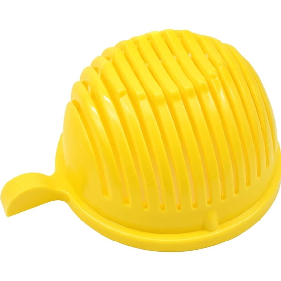 Salad Chopper Bowl with Slits, Fruit Vegetable Cutter, Yellow | BPA-free, dishwasher safe, meal prep, potlucks, picnics, camping, dorm kitchens, small households