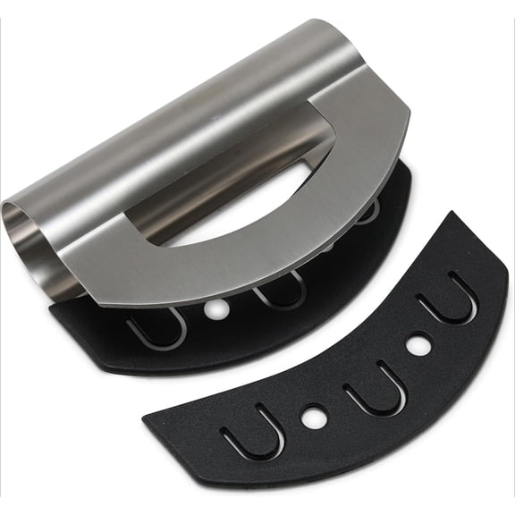 Salad Chopper Tool with Cover, Mezzaluna Knife Stainless Steel Vegetable Rocker, Mincer, Cutter