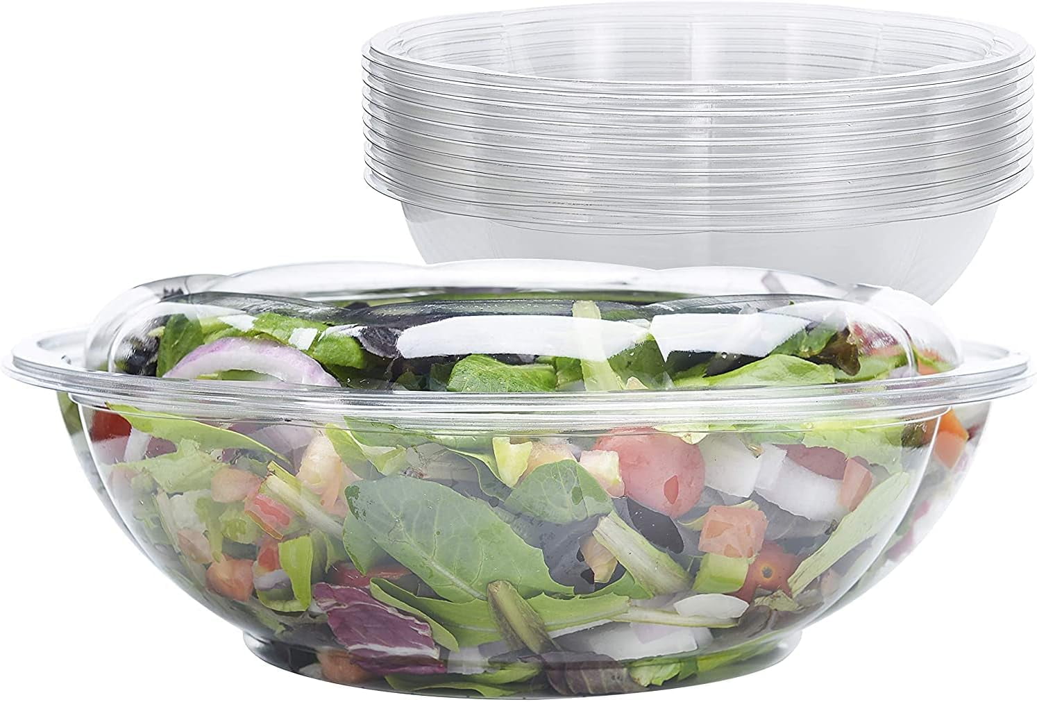 Salad Containers with Lids in Bulk Clear Plastic Disposable for a Airtight Seal, Portable