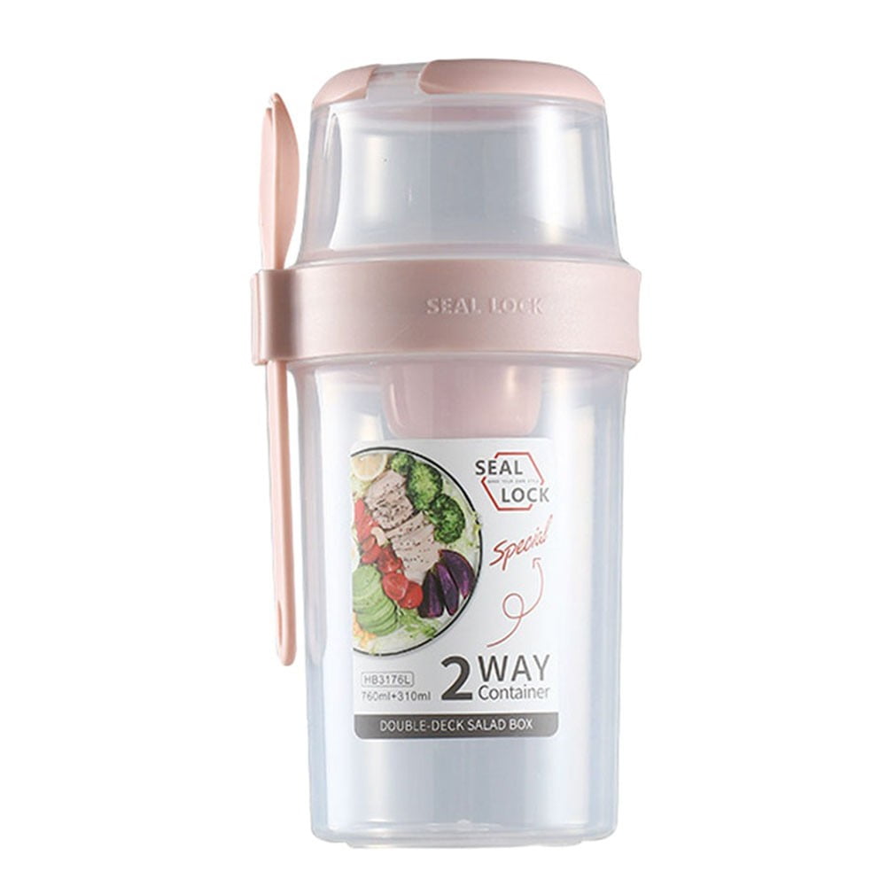 Salad Cup with Fork Oatmeal Cereal Nut Yogurt Container Sauce Food