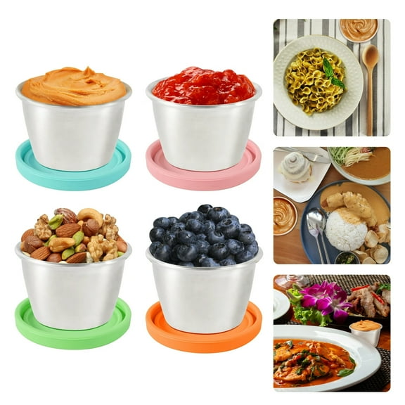 Salad Dressing Container to Go,4 Pcs 1.7 Oz MoHern Reusable Small Containers with Lids,Fits in Bento Box for Lunch(Multicolor)