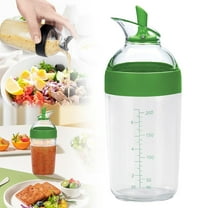 Salad Dressing Shaker Bottle, Manual Juice & Dressing Mixer Measuring Container 8.4oz with Scale Green