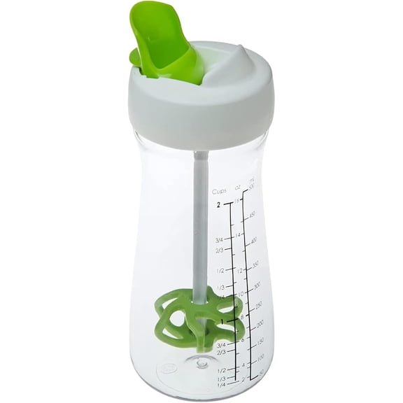 Salad Dressing Shaker Mixer Bottle, Homemade Dressing Bottle with Stirring Blade & Measurements, Leak Proof Dripless Pour Soft Grip Mixer Cup for Kitchen