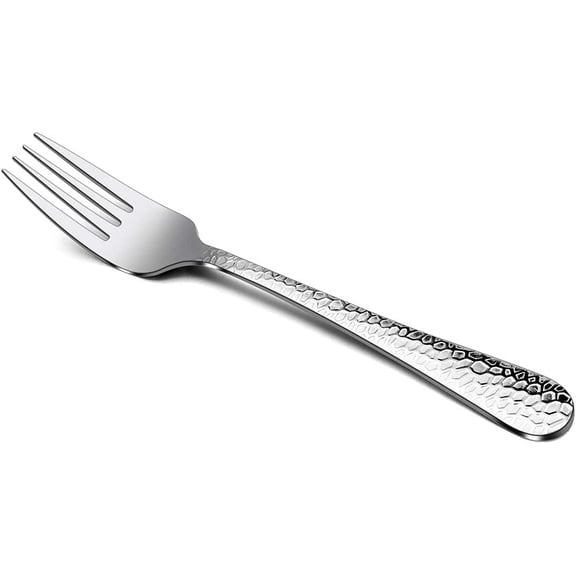 Salad Forks Set of 12, Appetizer Dessert Forks Stainless Steel, Hammered Silverware Flatware Small Forks, Mirror Finish, Dishwasher Safe - 6.7 Inches