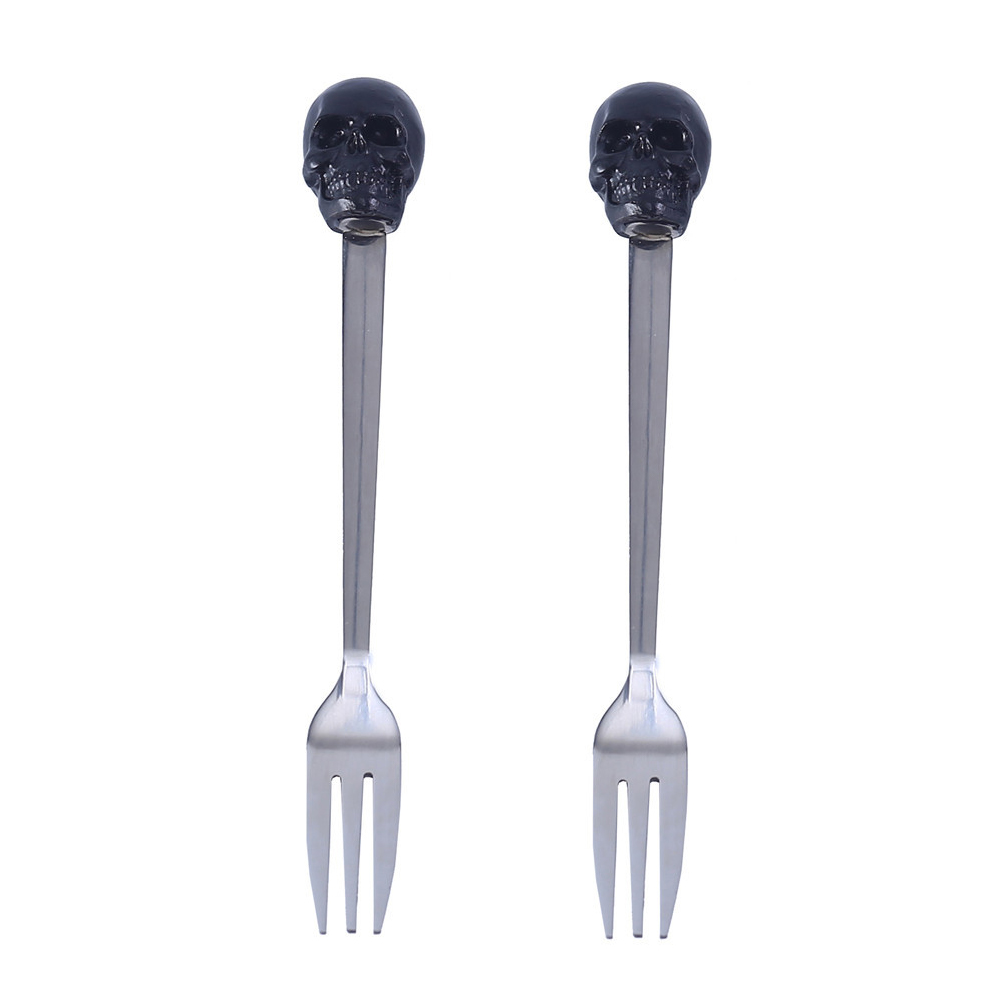 Salad Fruit Fork Black Outfit Three Prong Forks Gold Metal Stainless