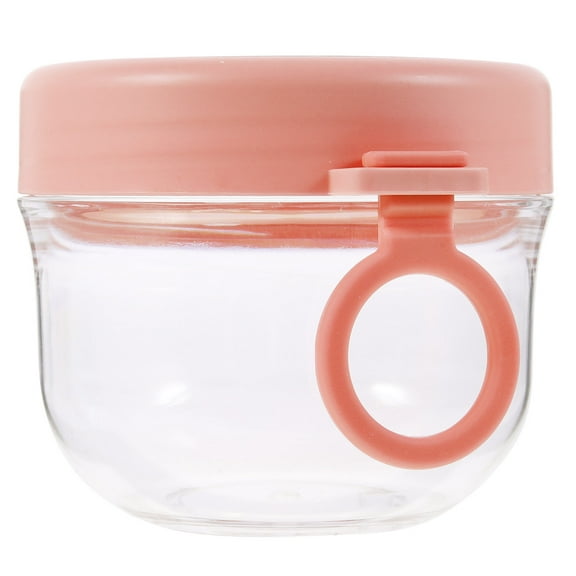 Salad Glass Jar with Lid Prep Jars and Straw Fruit Container Portable Breakfast Cup Overnight Oats Carry Pink PC