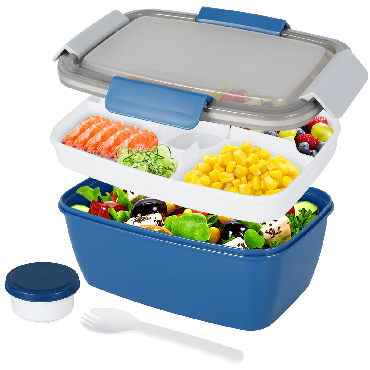 Salad Lunch Container 2L Large Capacity BPA Free Salad Lunch Box with 4