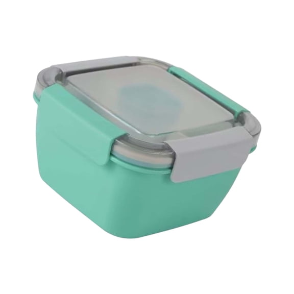 Salad Lunch Containers with 3 Compartments and Dressings Container, Durable Lunch Salad Containers For Toppings, Snacks, Reusable Leakproof Meal Storage Box for Outdoor Picnic, 1Pc(Green,6x6x3.4")