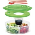 thumbnail image 1 of Salad Lunch Dressing Sauce Reusable 6Pc BPA-Free 4-Compartment Container - Green, 1 of 3