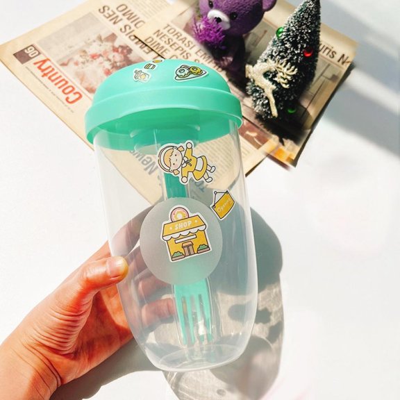 Salad Meal Shaker Cup with Fork and Salad Dressing Container, Fresh Salad Cups to Go Container Set, Health Salad Container, Portable Fruit and Vegetable Salad Cups Container for Lunch