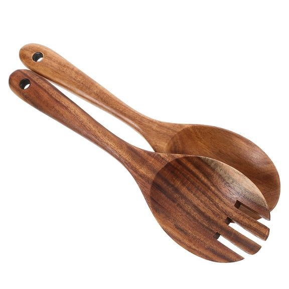 Wooden Salad Servers Set of 1 Long Handle Fork and Spoon for Mixing Tossing Serving Salad Made from