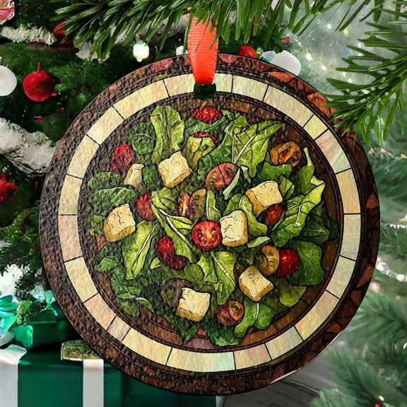 Salad Ornament Vegan Food SunCatcher Salad Lover Light Catcher Window Hanging Vegetarian Home Decoration Foodie Gift, 2025, Holiday Decoration, 2025, Festive Home Accent,
