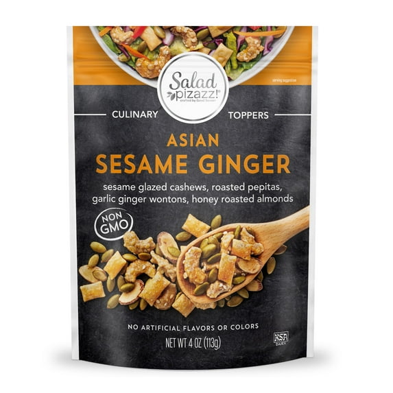 Salad Pizazz Asian Sesame Ginger Salad Topping, 4oz, Non-GMO, No Artificial Flavors or Colors