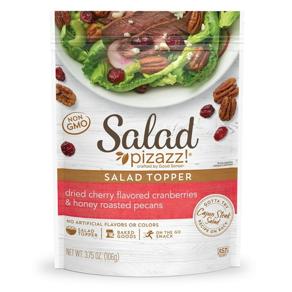 Salad Pizazz! Dried Cherry Flavored Cranberries & Honey Roasted Pecans Salad Topper, 3.75 oz Bag