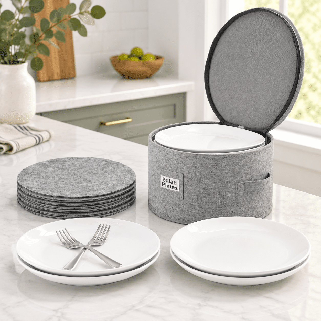 Salad Plate Case 10.83 x 10.55 x 6.22 in Stackable Hard Shell Tableware ...