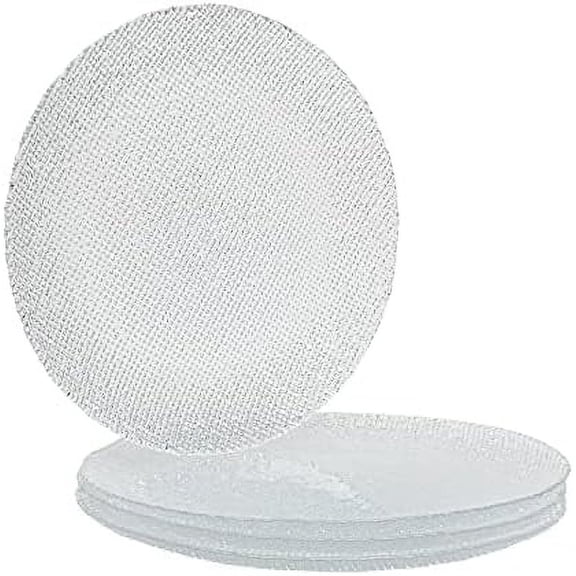 Salad Plate, Set of 4 Glass Plates, Dinner Plate, Elegant Textured Glass Design, Stackable 11 Inch Plates, Dishwasher Safe Clear$$Home Decor, Kitchen, & Other