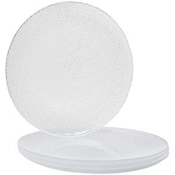 Salad Plate, Set of 4 Glass Plates, Dinner Plate, Elegant Textured Glass Design, Stackable 11 Inch Plates, Dishwasher Safe$$Home Decor, Kitchen, & Other
