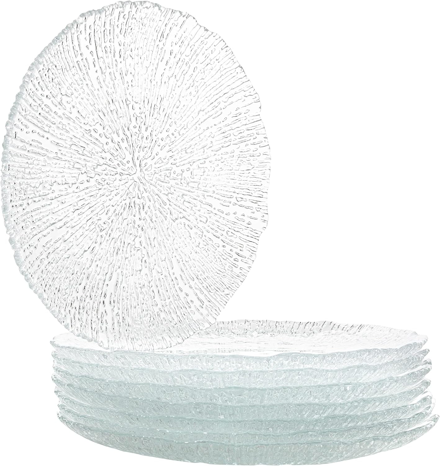 Salad Plate, Set of 6 Glass Plates, 8.5 Inch Dessert, Salad, Appetizer