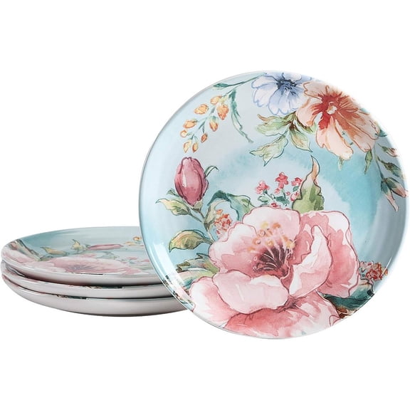 Salad Plates Set of 4, 8.75 Inch Ceramic Dessert Plates for Salad, Appetizer, Side Dishes, Microwave and Dishwasher Safe, Gift for Housewarming and Thanksgiving
