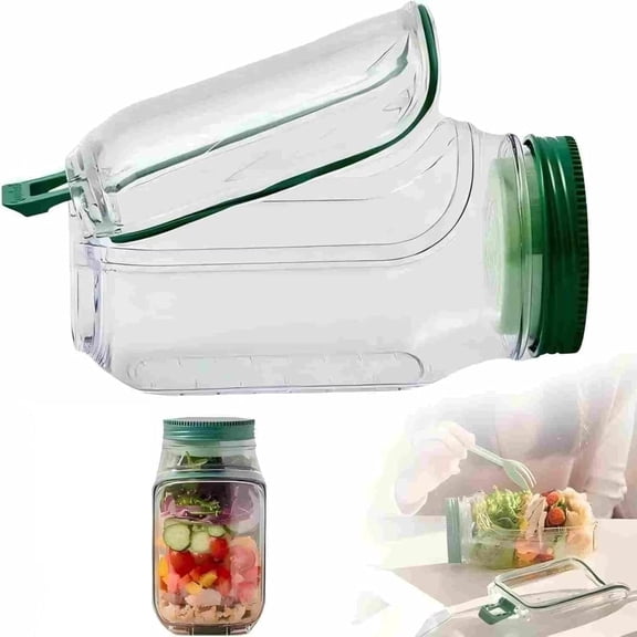 Salad Pod Jar Side Open, Leakproof Dressing Compartment,Portable Container Suitable for Home, Outdoor, Travel and Outdoor Party for Lunch (1)
