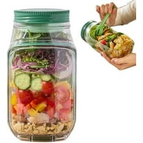 Salad Pod Mason Jar Side Open - Leakproof Dressing Container, Lid-to-Bowl Design, Reusable Salad Jar with Side Opening & Salad Container for Lunch & Meal Prep (7.5"x3.9"x3.5" 1PCS)