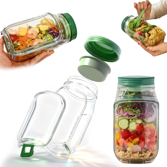 Salad Pod Mason Jar Side Open Salad Jar