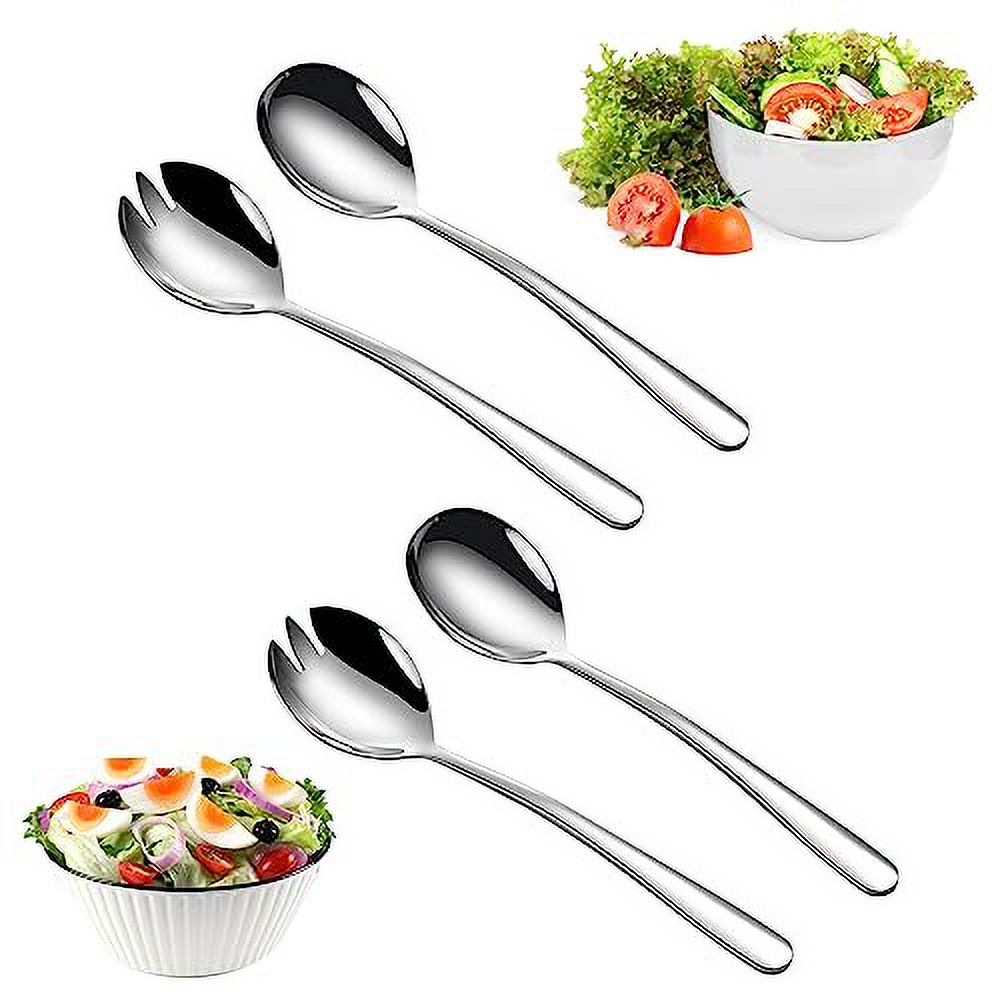 Salad Servers Stainless Steel Salad Cutlery, Set of 4 Salad Servers